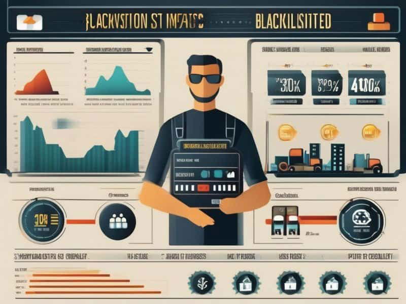 Infographic depicting the impacts of being blacklisted: loss of traffic, revenue, and site credibility.