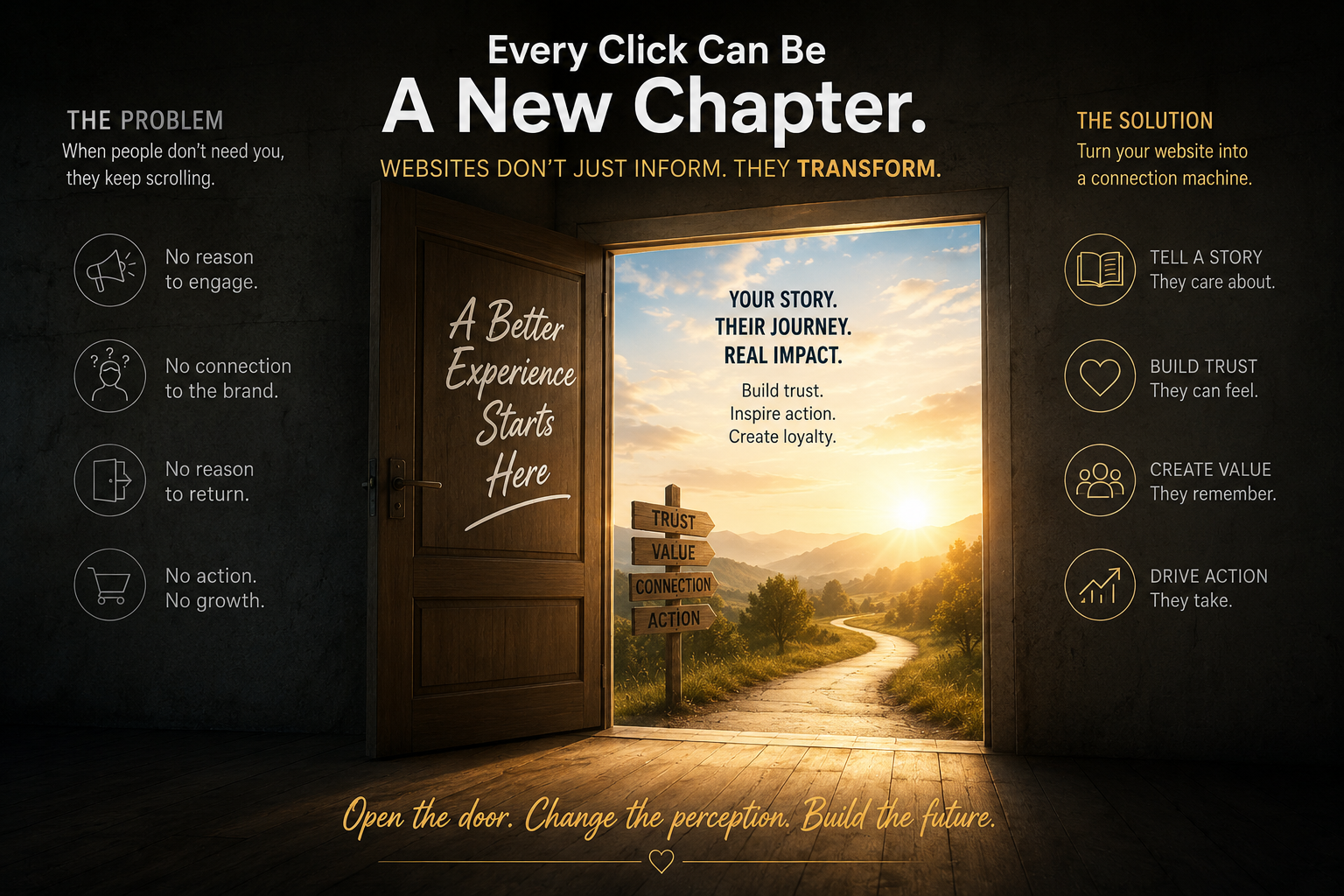 An open doorway leading from a dark room into a bright landscape, symbolizing a better path forward and a new beginning.